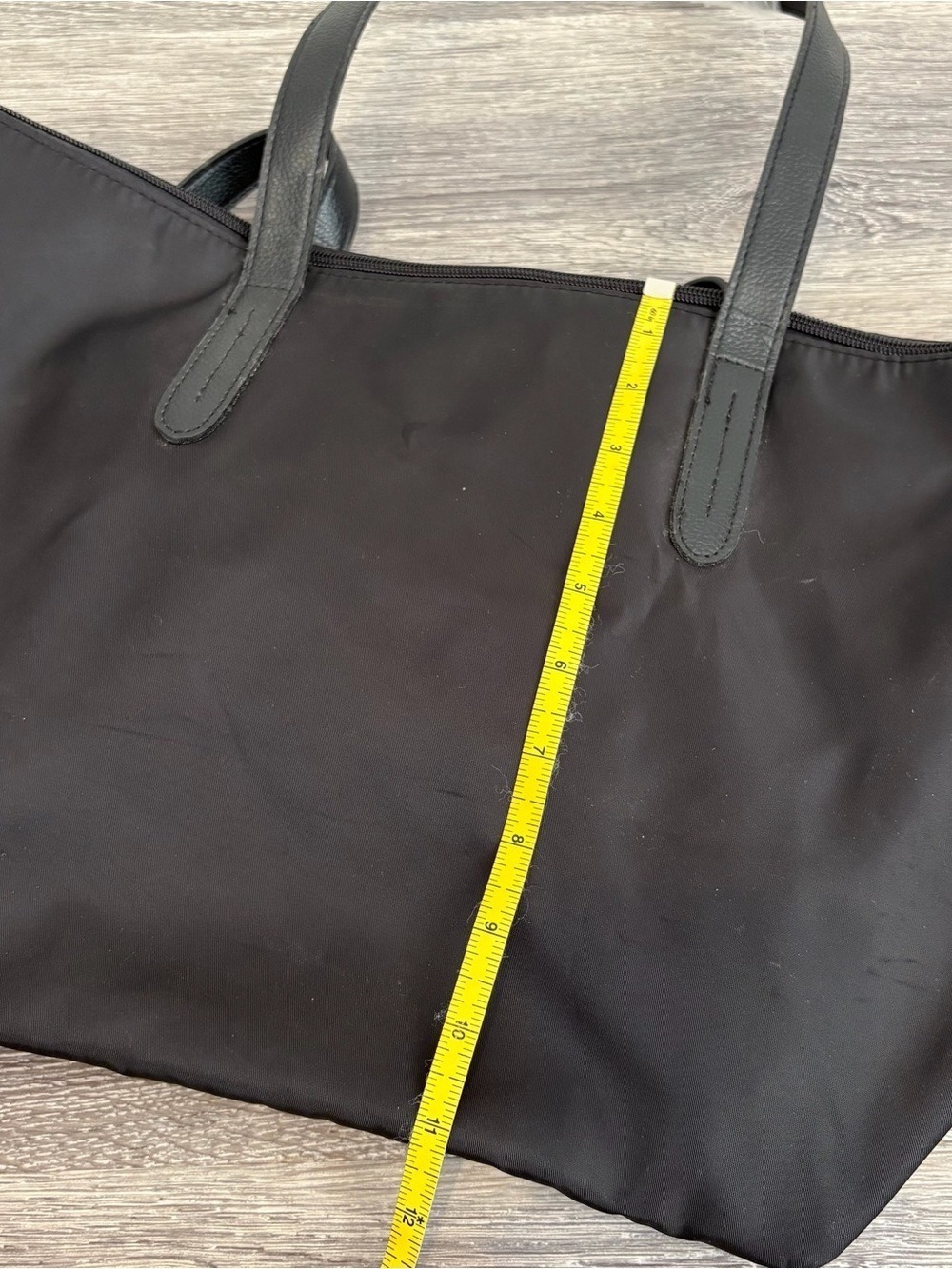 NWT Botkier New York Black Nylon Bond Tote Bag Leather Trim Zip Top - Picture 8 of 9